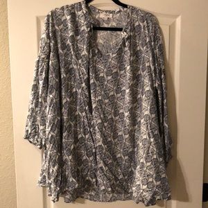 Blue and white printed tunic